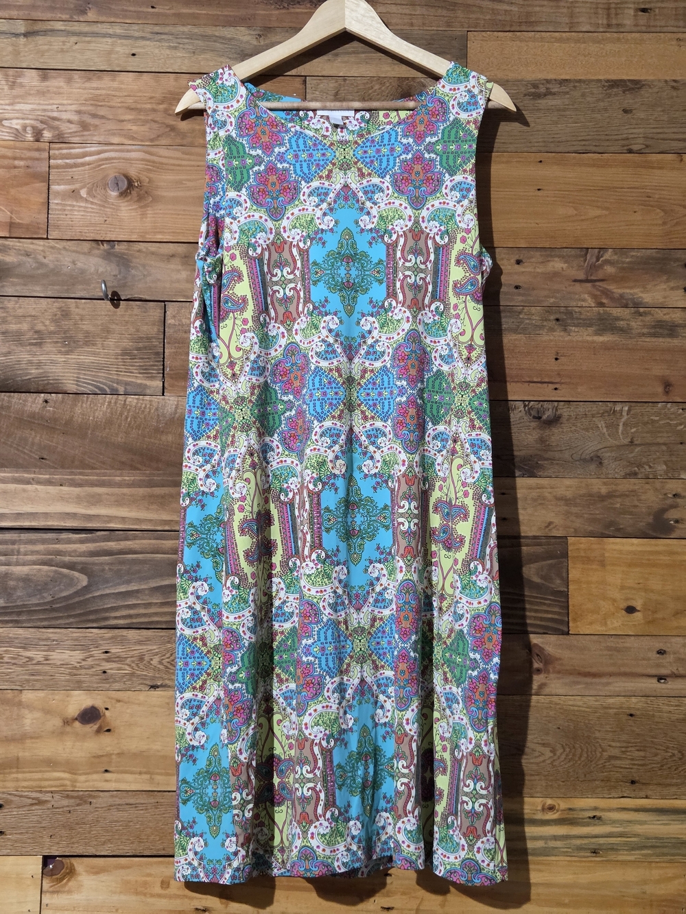 Charter Club Boho  Paisley Colorful Sleeveless Shift Knee Length Dress XL